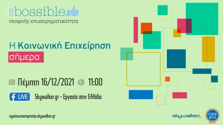Η Κοινωνική Επιχείρηση σήμερα